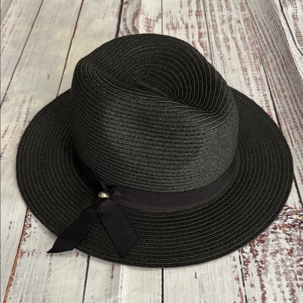 Scala Pronto‎ Black Woven Fedora Hat